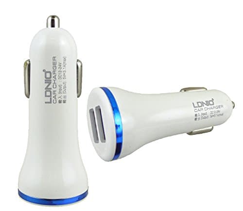 Lonio® White / Blue Rapid 3.1A Dual USB Car Charger Suitable For Sharp A1