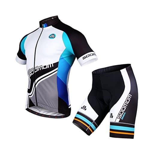 Breathable Quick Dry Lightweight Comfortable Men Short Sleeve Jersey + Padded Shorts Cycling Suit Clothing Set Riding Sportswear ( Size : XXL )