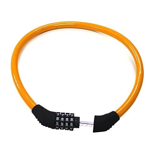 Resettable Combination Security Cable Lock, LOVELIFE STORE Self Coiling Bike Bicycle Lock without Mounting Bracket 2 Feet x 1/2 Inch (Orange)