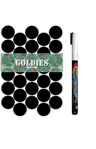 30 SMALL CIRCULAR RE-WRITABLE CHALKBOARD BLACKBOARD LABELS Herb &amp; Spice Jar or Tupperware Stickers (30mm diameter) With White Chalk Pen