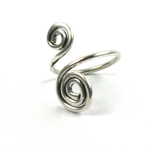 Gower Coast CraftsSolid Silver 925 Handmade Adjustable 1.5mm Wire Spiral Wrap Toe Ring