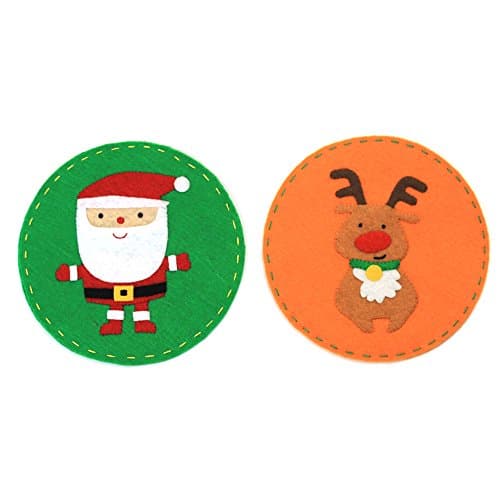 YSZ Coasters for Drink Personalised Flexible Materials DIY with Kids Great Christening Birthday or Christmas Gift for Child 1x Santa Claus, 1x Reindeer, Diameter 10cm
