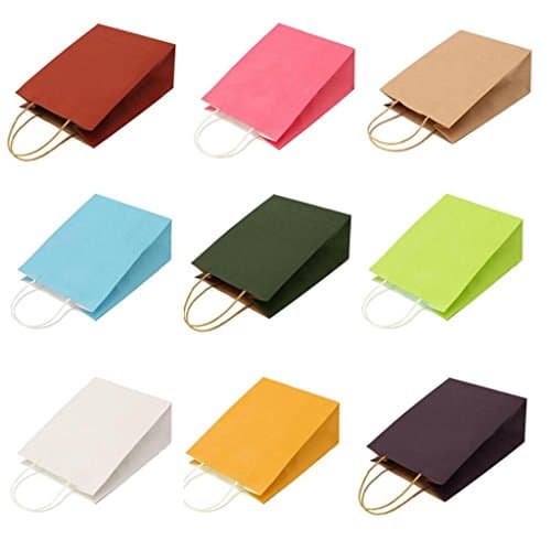 GlobalDeal Direct 9Pcs Colored Paper Carry Bag with Handle for Present Wedding Party Birthday Gift Multicolor