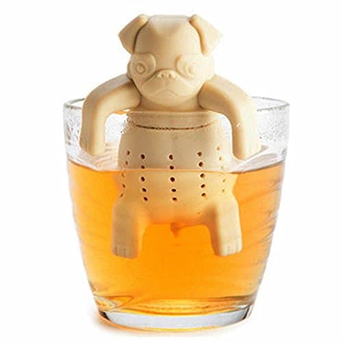 UUFEB Silicone Tea Coffee Infuser Pug In A Mug Teapot Herbal Spice Strainer Filter (Beige)