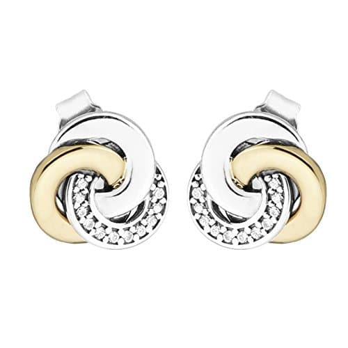 FUNSHOPP Spring Fashion Interlinked Circle Stud Earrings 925 Silver DIY Fits for Original Pandora Fashion Women Jewelry
