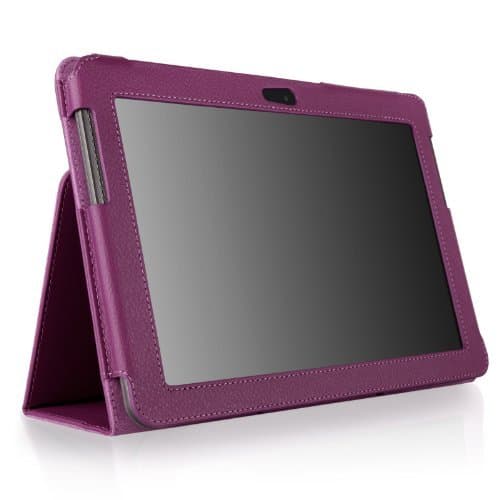 GadgetinBox: Purple Folio Leather Folio Typing Stand Case Cover Wallet With Auto-Sleep Wake Magnetic Closure For Samsung Galaxy Tab 2 10.1" Inch P5100 P5110 (Free Stylus Pen &amp; Protector)