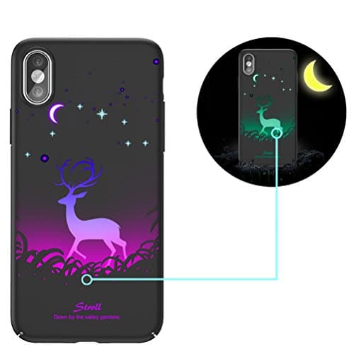 iPhne X case, Bestsky Luminous Green Night Glow In The Dark Hard PC Rubber Bumper Creative Colorful Pattern Printed Design Anti-scratch Anti-Shock Protective Back Case Cover for iPhone X/10, Stroll