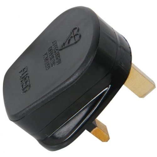 Fused UK Mains Plug, 13A, Black