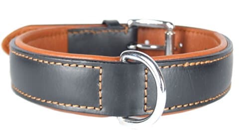 Ace Comfy Leather Big Dog Collar Padded And lined with Lamb's Leather: (30" Collar- Will Fit 24" to 28" (1.5" Wide).