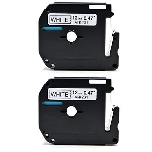 Eseller Direct® - 2 x Compatible Label Tape Replacement MK231 M-K231 for Brother P-Touch PT-70SP - 12mm wide x 8m Length ( 2 Black on White )