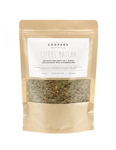 Citrus Matcha Detoxifying Bath Salt Blend With Essential Oils And Matcha Green Tea By Made By Coopers - 400g bag.