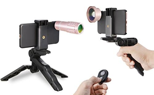 MY MIRACLE 3 in 1 HD Camera Lens Kit for iPhone 6/6S/6plus/6s plus/7/7plus(12X Optical Zoom Aluminum Telephoto Lens + 0.45X Super Wide Angle Lens + 12.5X Macro Lens) with Accessories (3 IN 1, Rose Gold)