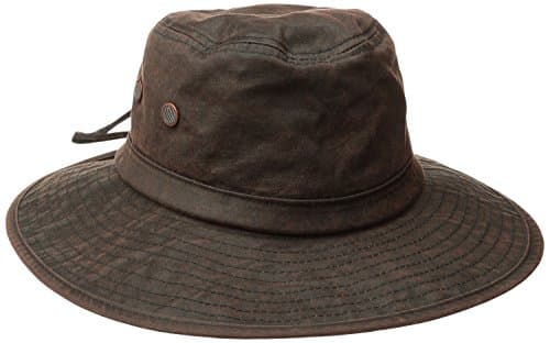San Diego Hat Co. Men's Distressed Wax Cloth Hat with Adjustable Suede Chin Cord, Brown, One Size