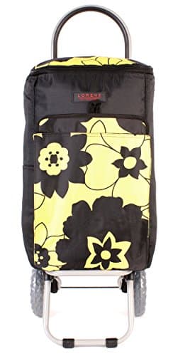 6959 Summer Yellow Flower Cool-Bag With Insulation Two Wheeled Collapsible Shopping Trolley