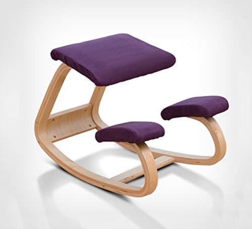 Anti-humpback stool Chair, Solid wood Riding a chair computer chair Correct sitting position Vertebral correction chair Yoga chair Kneeling chair Student chair Modern simplicity child Learning chair High 50cm correct sitting posture ( Color : Purple )