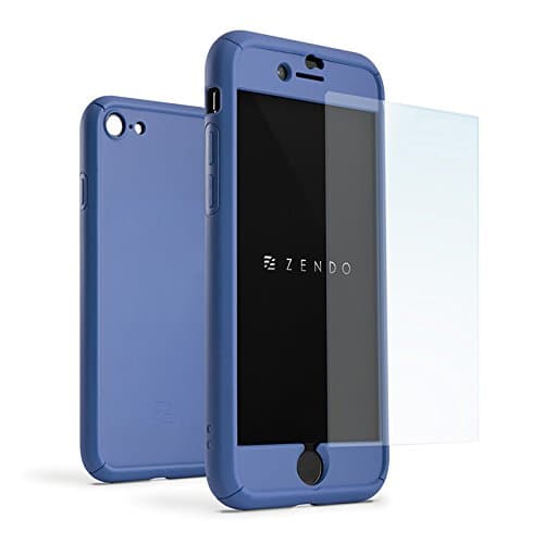 ZENDO iPhone 7 Shockproof Case + Asahi 9H Grade Tempered Glass (Premium Bundle: Case + Glass) Sleek Japanese Patented Design | NanoSkin FreeFall