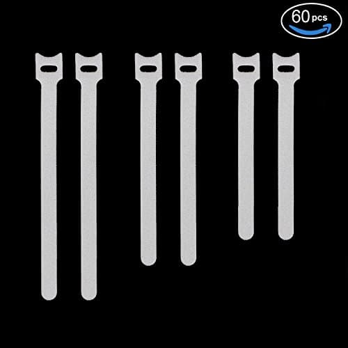 Saisn 60pcs Reusable Cable Ties Fastening Tape Microfiber Cloth Cable Straps (6/7/8 Inch, White)