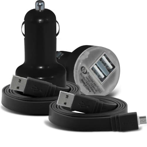 ( Black + 2x Cable ) Samsung Galaxy s5 Mini Duos Protective Stylish Fitted Universal 12v Rapid Mini Bullet USB Dual Port In Car Charger With 2x Micro USB Flat 1 Metre Data Snyc PC Charging Cable by ONX3