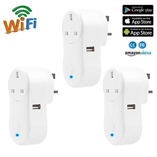 Smart WiFi Plug Socket, Beatife Home Wi-fi Timer Switch Power Outlet with USB Port Applicable to Amazon Echo Google Home Assistant, Wireless No Hub Required, via APP Control or Voice Command (3 Pack)