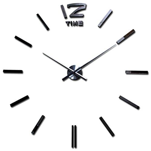 Hevoiok Wall Clock Luxury DIY 3D Home Decor Bell Cool Mirror Watch Stickers Waterproof Quartz Nice Quiet Clock Wall Art Decal Home Office Bedroom Decoration Craft Art Clock (Black,Silver,Gold) (Sliver)
