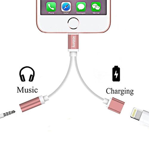 2 in 1 Lightning 3.5mm Headphone Jack Adapter with Audio &amp; Charge Function for iPhone X/8/8plus/7 / 7 Plus (Rose gold)