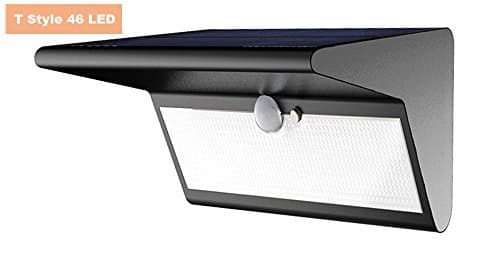 46 LED Security Lights, Solar Powered Lights Outdoor Wall Lamp Waterproof Solar Lights with 4 Intelligent Modes and 180 Degree PIR Wireless Motion Sensor for Garden, Patio, Walkway Lighting (Black)