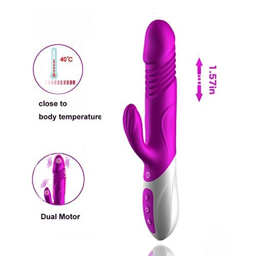 AlonaMagic Big Powerful Retractable &amp; Thrusting Body Massager, 10 Kinds of Vibration Modes, Intelligent Heating, USB Rechargeable Massager (purple)