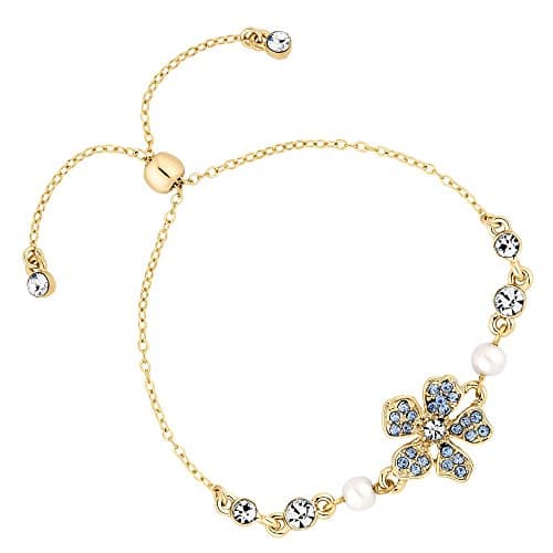 Designer flower and pearl toggle bracelet