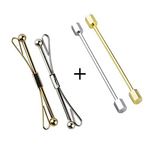 SuperBZ 4PCS Collar Pin Collar Bar Combo,2PCS Men's Hexagon Ended Bar Collar Pin Collar Bar and 2PCS Classic Collar Bar Collar Pin by SuperBZ