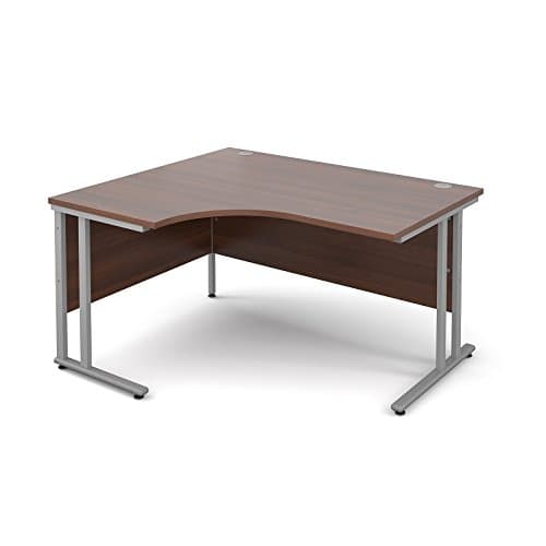 BiMi Ergonomic 1600 Left Hand Corner Desk with 3 Draw Desk High Pedestal Walnut