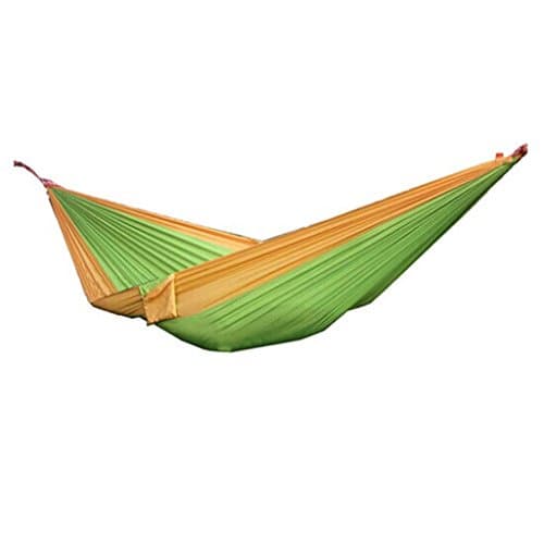 Widening ultra-light outdoor double parachute hammock student dormitory swing hammock portable single swing(green+-yellow)