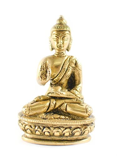 Brass Gold Tone Buddha Statue Car Deco, Office Decor, Table Decor Figurine "Spiritual World"