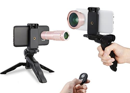 MY MIRACLE 3in1 HD Camera Lens Kit for Samsung Galaxy S6 / S6 Edge / S7 / S7 Edge（12X Optical Zoom Aluminum Telephoto Lens + 0.45X Super Wide Angle Lens + 12.5X Macro Lens) with Accessories (3 IN 1, Rose Gold)