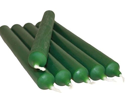 12 Dark Green Dinner Candles 21cm Non Drip 8hr Burn