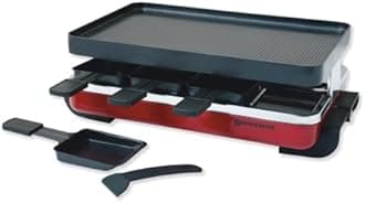 SwissmarKF-77043 Red Classic 8-Person Raclette with Reversible Cast Aluminum Non-Stick Grill Plate/Crepe Top