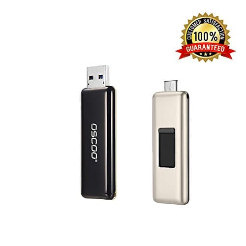 OSCOO Type-C 3.1/USB 3.0 Ultra Dual USB C Flash Drive USB 3.0 Memory Stick (128G, Black)