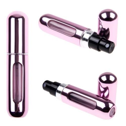 5ml Mini Refillable Perfume Atomizer Bottle Travel Scent Pump Portable Spray Case (Pink)