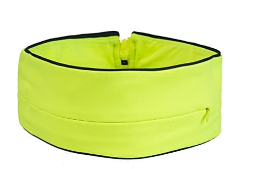 Running Belt Waist Pack with 3 Large Security Pockets and Zipper, Fits All Size Phones Passport and More, Extra Wide Spandex Fanny Pack For Men, Women, Hiking, Travel, Workouts, Sports, Training