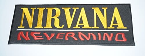 born wild Nirvana Neverending Yellow/Black/Red name Tag Embroidered iron on patch (large size 32cm x 12cm), Sold by deal from home, next day delivery, sent from uk