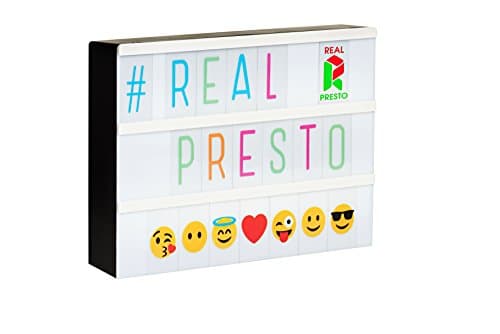 Real Presto A4 Cinematic Light Box With 255 Colour/Black Letters, Emojis, Symbols and USB | Customise Your Own Unique Message | Perfect For Bedrooms, Night Lights and Parties | Energy Efficient LED