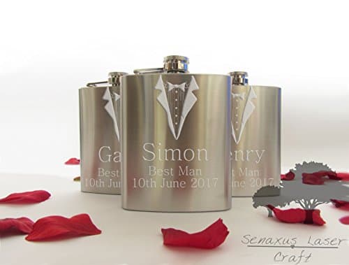 Personalised Engraved 6oz silver Hip flask best man usher wedding gift shf05
