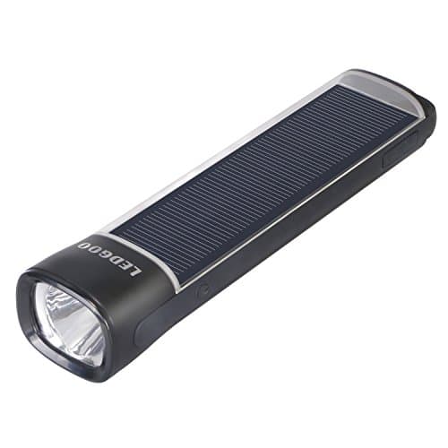 LEDGOO Handheld Solar Powered Flashlight with 4000mAh Backup Power Bank for Home Emergency Night Light, Hiking and Camping(Black)
