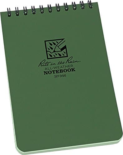 Rite in the Rain Universal Pocket Top Spiral Notebook - Green/Green, 3 x 5 Inch