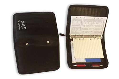 PU Leather Zipped Ring Binder Suitable for Mulberry Agenda Modified Size BLK 9986M-2023 Weekly Diary