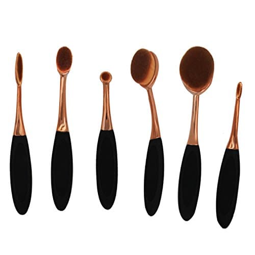 Wawoo 6Pcs/Set Toothbrush Shape Oval Makeup Brush Set, Pro Foundation Brush Set Poweder Blusher Eyebrow Brush Foundation Eyeliner Makeup ToothBrush Curve Cosmetics Brush Set