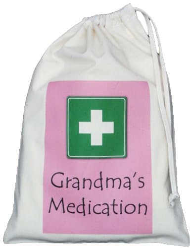 Grandma's Medication Small Storage Bag - Small Natural Cotton Drawstring Bag - SUPPLIED EMPTY
