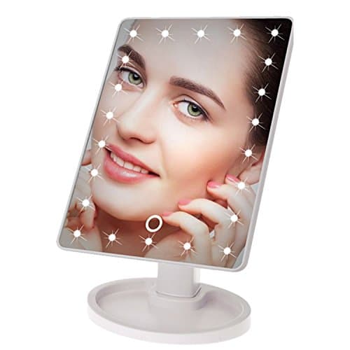 Gankarii® 22 LED Touch Screen Makeup Mirror Tabletop Cosmetic Vanity Light Up 360 Degrees Rotation Mirror - White