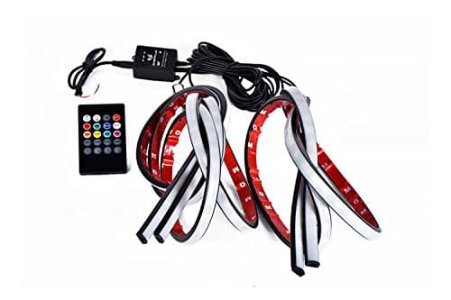 2018 New Remote RGB 7 Colors Control SMD 5050 *4 Pcs (2X90cm,2X120cm) Car Lighting Under LED Foot Atmosphere Ambient Floor Light