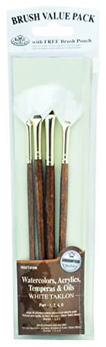 Royal White Taklon Fan 4 Piece Value Pack Brush Set - Rset-9166 - 3 Pack