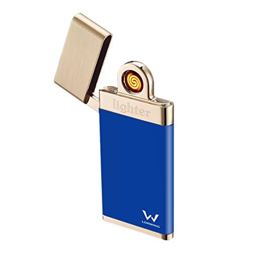 LorWing Slim Lighter Electric USB Rechargeable Flameless Windproof Perfect Gift of Electronic Lighter for Cigarette ( Blue )